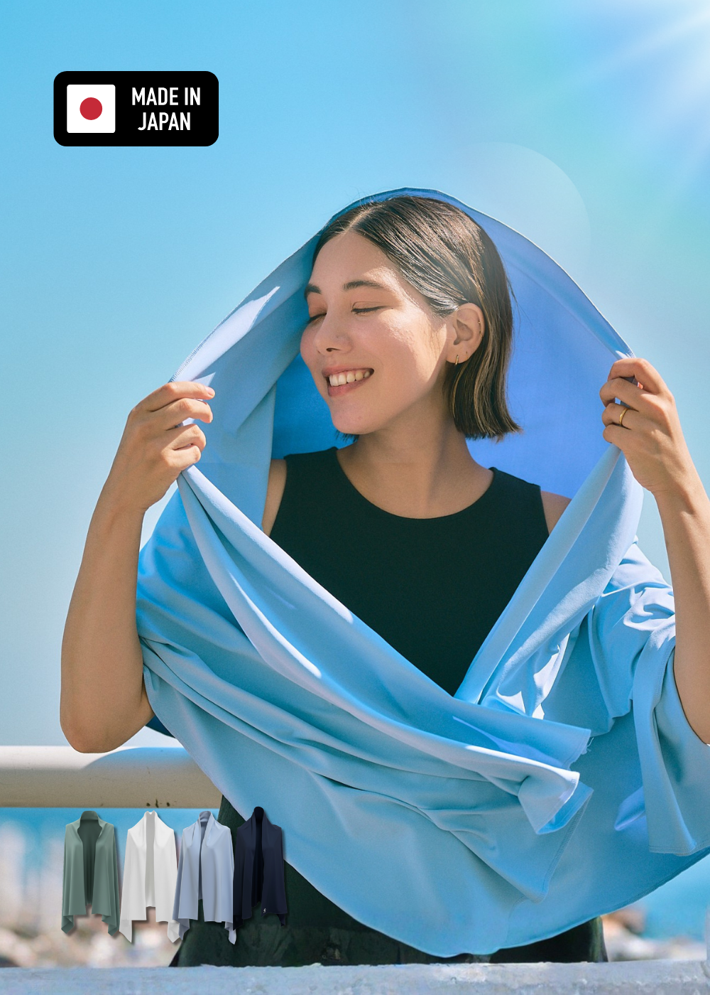 ECO-FRESH cooling shoulder wrap – Japan-made evaporative cooling scarf UPF50+ UV protection